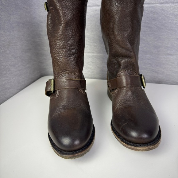 Vintage Brown Leather Moto Boots Women's 6 Buckle Made in‎ USA - Picture 5 of 13